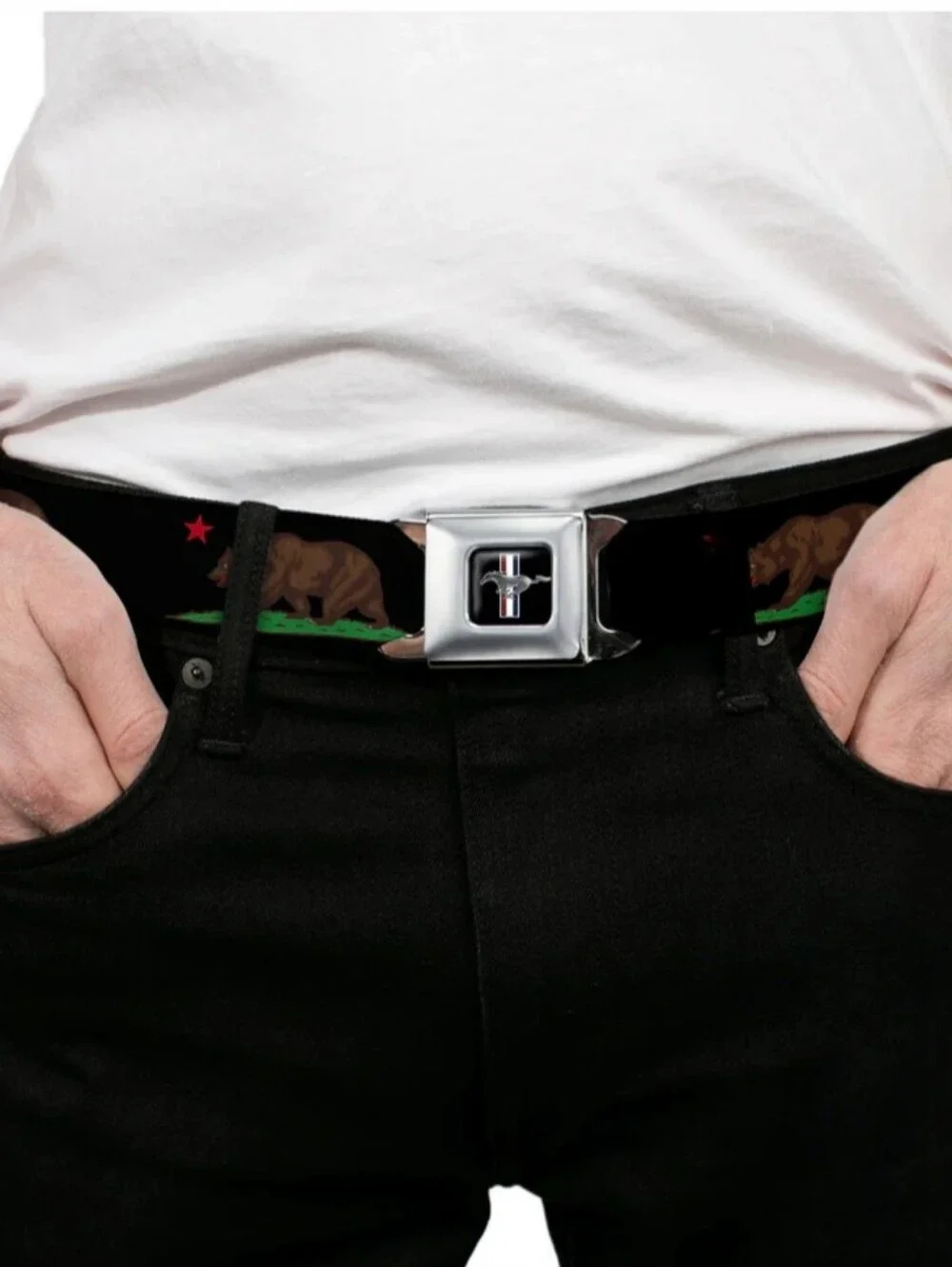 Buckle Down Ford Mustang Seatbelt Belt California Bear Adjustable 28